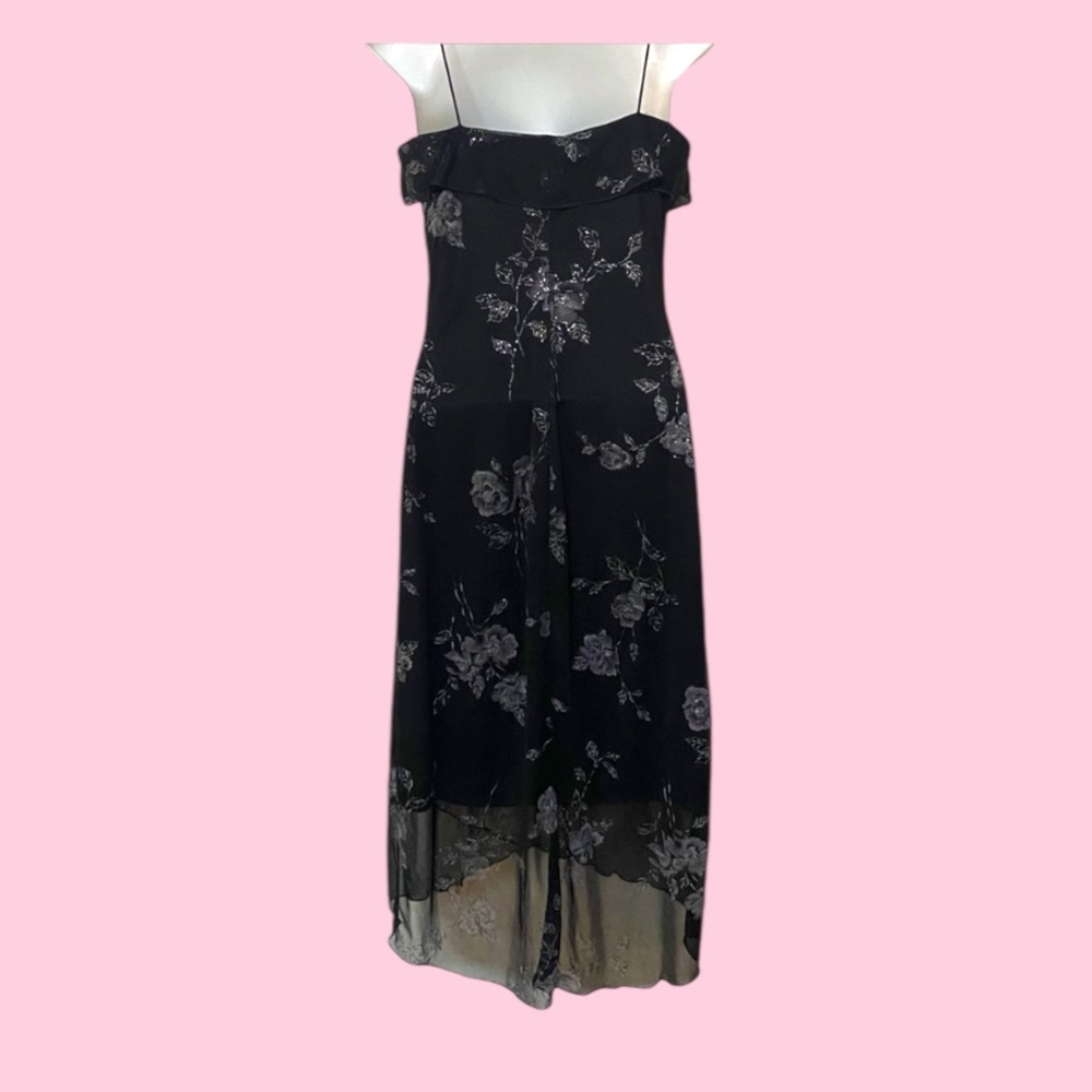 Fairycore Floral Glitter Goth Sheer Dress 90s / Y2k View 2